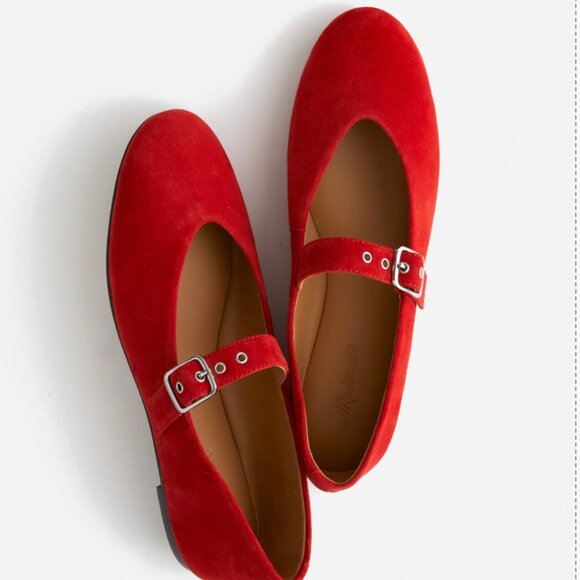 Madewell Remy Mary Jane Flats NEW IN BOX Red Suede size 11 - Picture 2 of 3